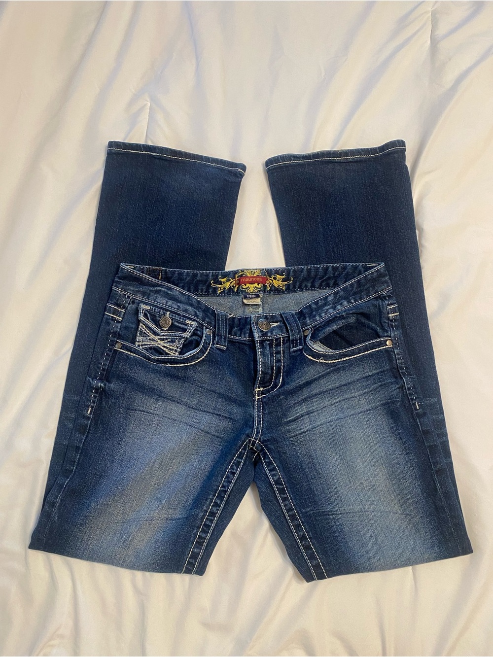 Maurices Dark Wash Bootcut Jeans with Contrast Stitching